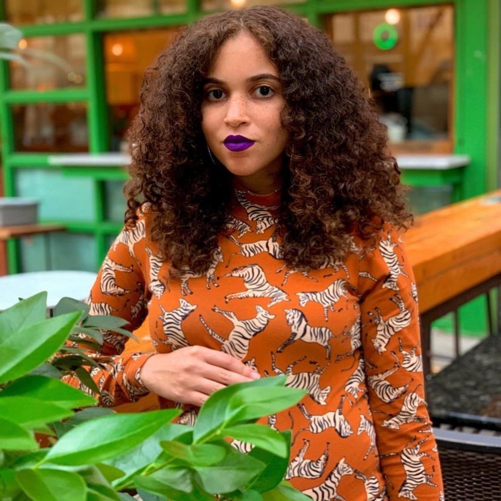 Zebra mock neck top